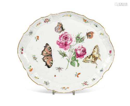 An 18th century German porcelain tray,