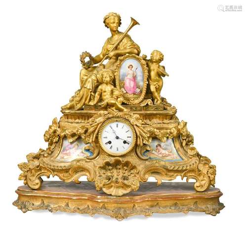 A French ormolu mantel clock, 19th century,