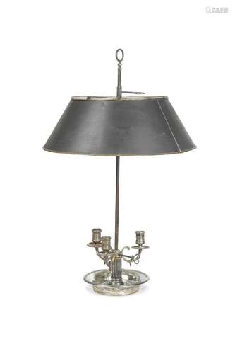 An electroplate and toleware bouillotte lamp, 19th century,