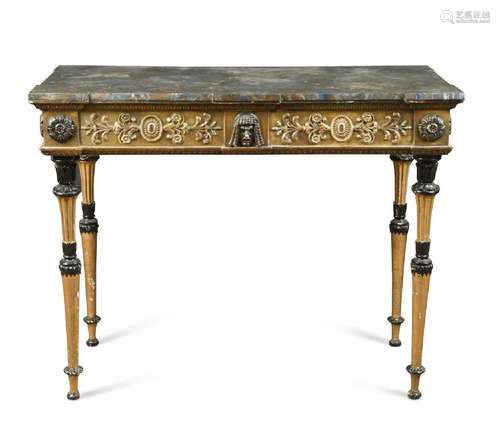 A Classical revival giltwood side table with faux marble top...