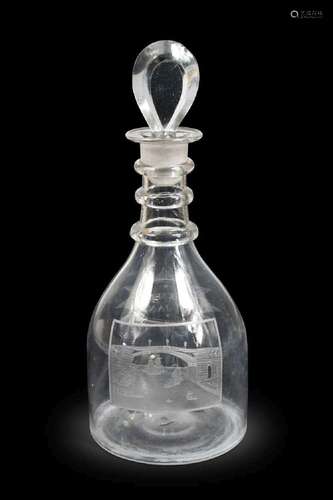 A Sunderland Bridge triple necked glass decanter and stopper...