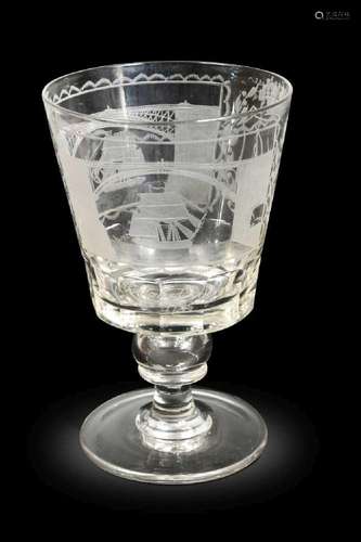 A Sunderland Bridge glass rummer,