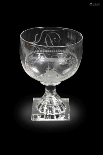 A Sunderland Bridge glass rummer,