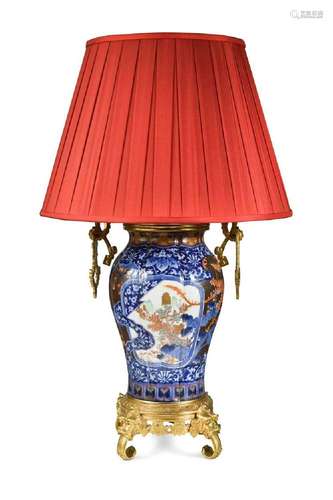 A Japanese Imari vase, now as a lamp, late 19th century,