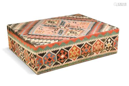 A rectangular Kelim covered ottoman, 20th century,