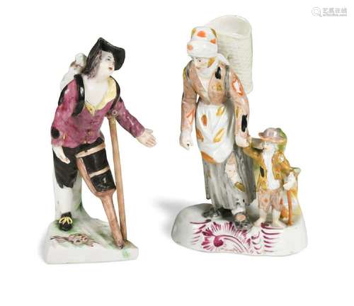 A continental porcelain figurine of a beggar, circa 1790,