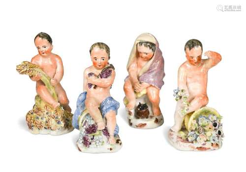 A set of four porcelain figures emblematic of the seasons,