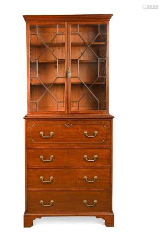 A George III mahogany secretaire bookcase,