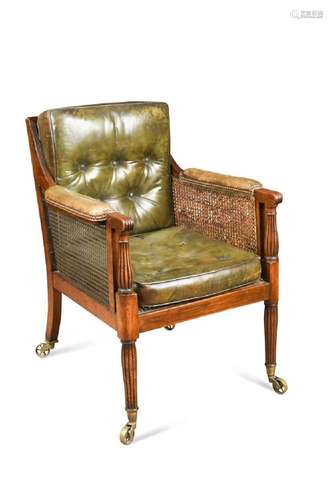 A Regency mahogany bergere library armchair,