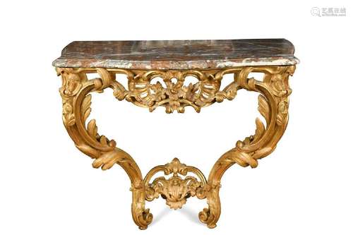 A Rococo style giltwood console table, 19th century,