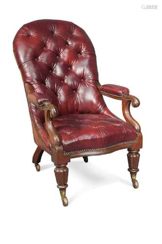 George IV mahogany library armchair,