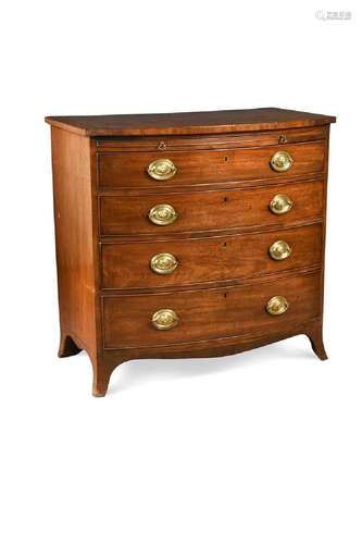 A George III mahogany bow fronted chest,