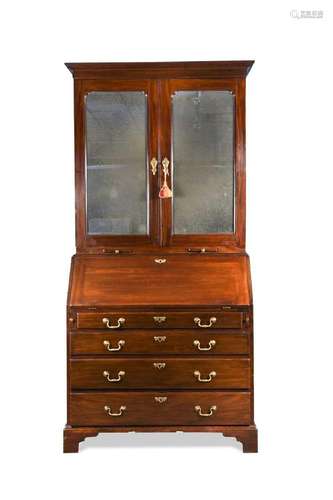 A George II mahogany bureau cabinet, stamped Benjamin Crook ...