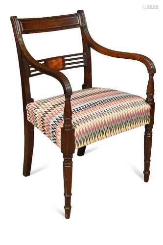 A Regency Cuban mahogany desk chair,