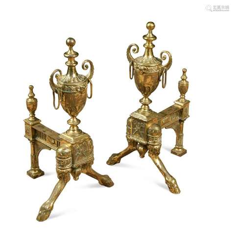 A pair of Adam style fire dogs, circa 1900,