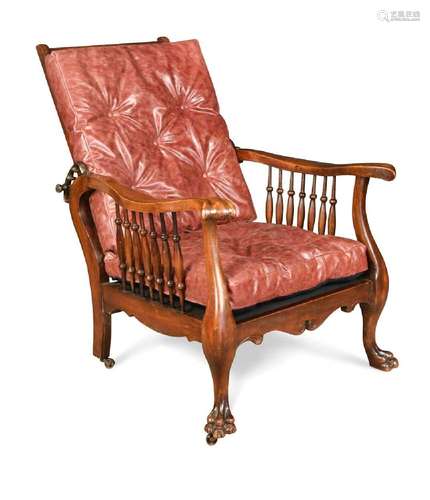 A mahogany reclining armchair, 19th century,