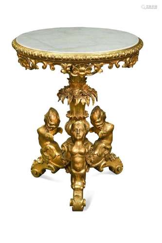 A French marble topped giltwood centre table, 19th century,