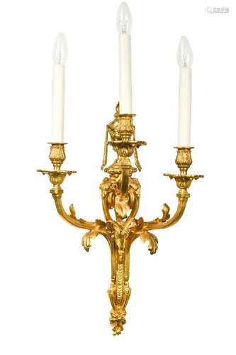 A pair of Neo-classical style gilt metal wall lights,