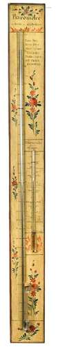 A French painted stick barometer, 19th century,