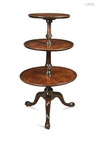 A George III mahogany three-tier dumb-waiter,