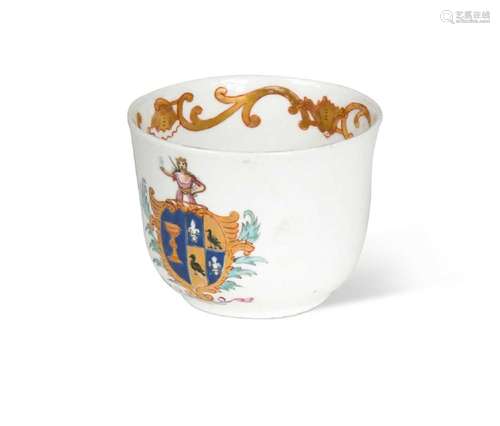 An 18th century continental porcelain armorial cup,