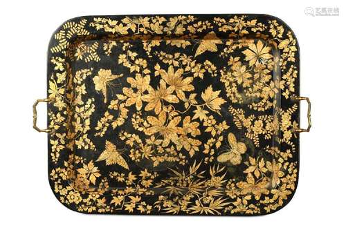 An English papier mache tray, early 19th century,