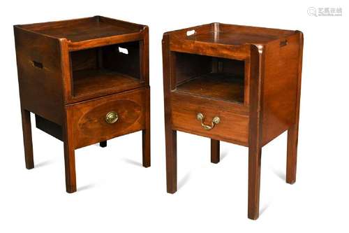 A near pair of George III mahogany night cupboards,