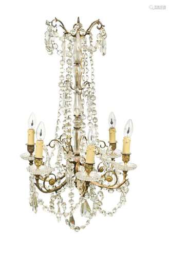 A six branch ceiling chandelier, 20th century,