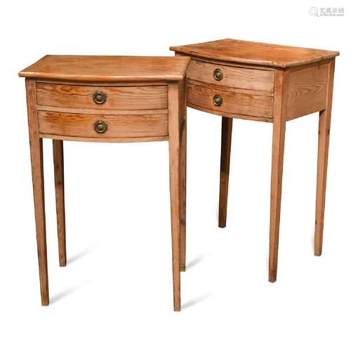 A pair of Adam style pitch pine bedside tables, early 20th c...