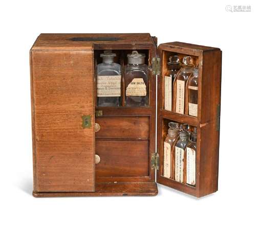 A mahogany medicine chest, mid-19th century,