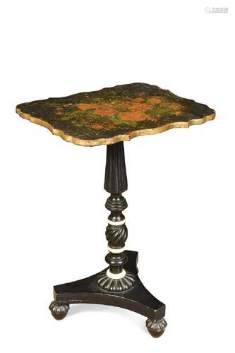 A Victorian ebonised and lacquered occasional table,