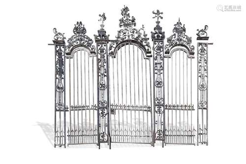 A large wrought iron country house gateway, probably 18th ce...