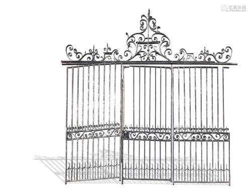 A large wrought iron country house gateway, probably 18th ce...