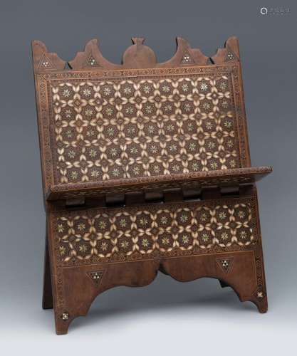 Reading stand. Egypt, ca. 1500.Walnut, bone and boxwood.Miss...