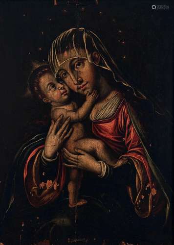 Spanish-Flemish School; century XVI."Virgin with Child&...