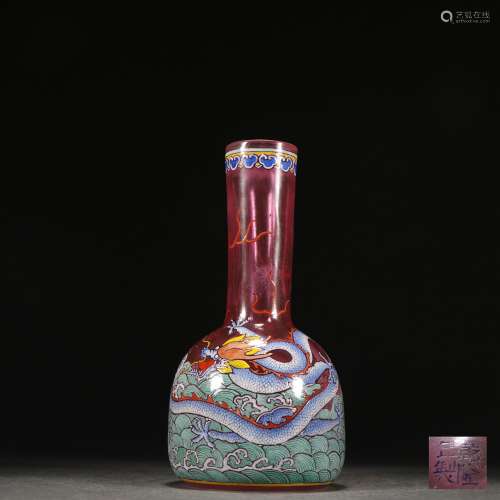 琉璃畫琺瑯魚龍紋瓶