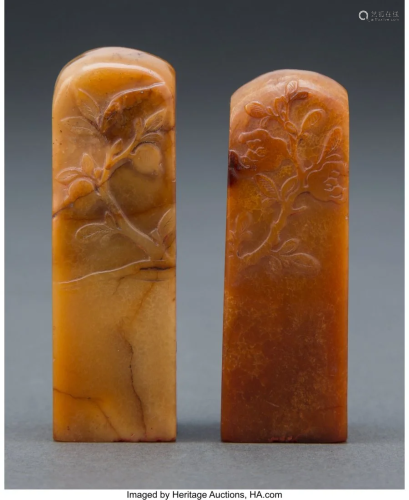 A Pair of Chinese Tianhuang Stone Seals 2-1/4 x