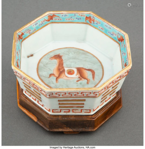 A Chinese Famille-Rose Porcelain Horse Bowl 1-3/