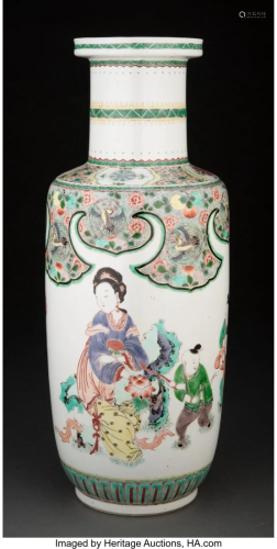 A Chinese Famille Verte Porcelain Vase 17-3/4 x