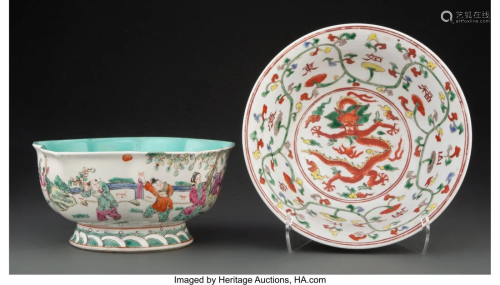 Two Chinese Enameled Porcelain Bowls Marks to la