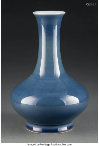 A Chinese Blue Glazed Vase 8-1/2 x 6 x 6 inches