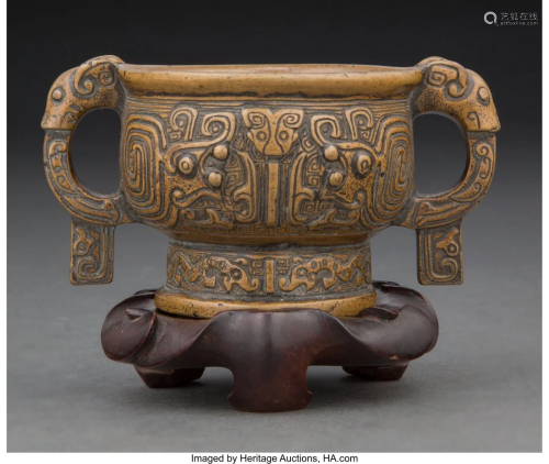 A Chinese Bronze Archaistic Censer, Qing Dynasty