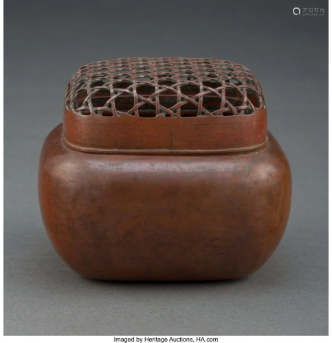 A Chinese Copper Alloy Hand Warmer 3-5/8 x 4-1/4