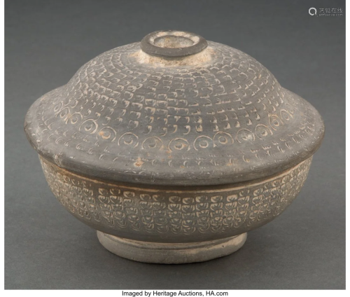A Chinese Earthenware Covered Bowl, late Zhou Dy