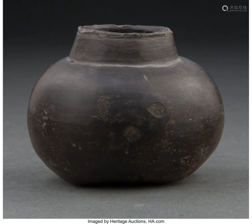 A Chinese Unglazed Ceramic Jar 3-1/8 x 3-3/4 inc