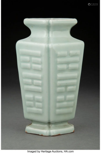 A Chinese Celadon Glazed Vase with the Eight Tri