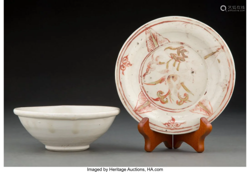 A Chinese Ding-Type Glazed Bowl and Dish Marks: