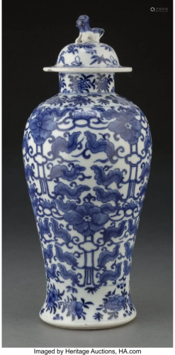 A Chinese Blue and White Covered Jar, late 19th-