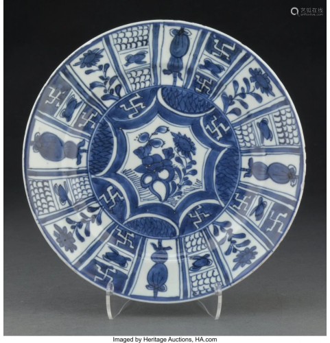 A Chinese Export Blue and White Dish, late Ming