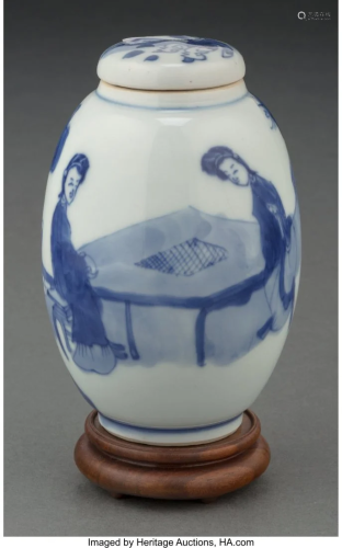 A Chinese Blue and White Covered Jar, late 18th